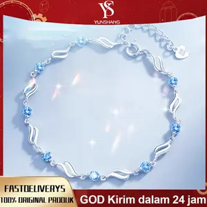 Gelang Wanita Safir dengan Perak 999 - Tahan Air & Anti Karat, Cocok untuk Dipakai Sehari-hari