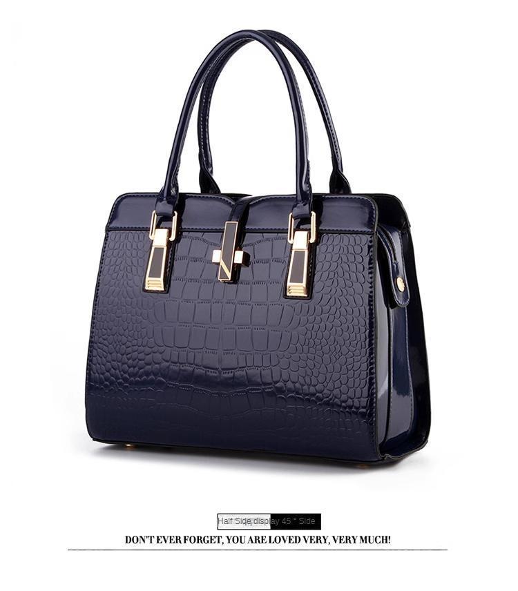 Product Introduction of Women's bag 2023 new spring and summer patent leather light-faced styling bag shoulder messenger bag Japanese and Korean version of the crocodile handbag 15