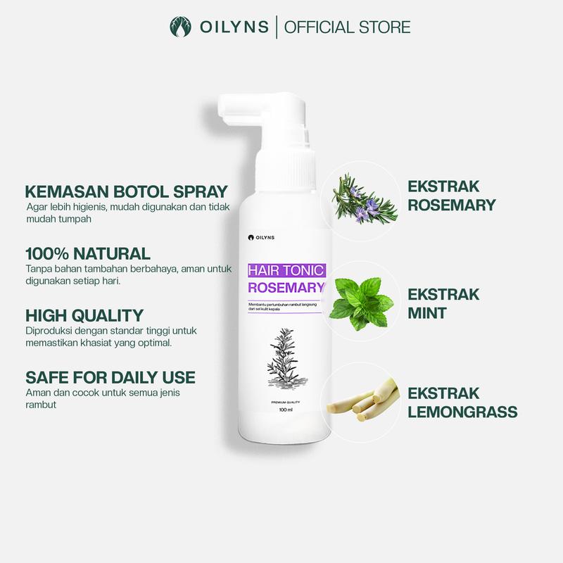 [PAKET KOMPLIT] Minyak Kemiri bakar Shampoo & Hair Tonic Rosemary 100ml -  membantu Melebatkan, Menebalkan, Menghitamkan, Mengatasi Rontok & Ketombe, Perawatan Brewok & Jenggot vitamin rambut 3