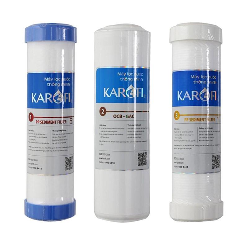Bộ 3 lõi lọc nước RO KAROFI số 1 2 3,