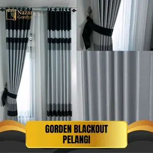 Gorden Blackout Pelangi Rainbow 3 Warna | Tirai Jendela Motif Gradasi Elegan | Gorden Anti  Silau Kamar & Ruang Tamu | Bahan Tebal Halus