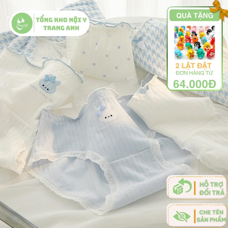 Combo 10 (có tách lẻ 5 quần) Quần Chip Cho Bé Gái Cotton Thỏ Cài Nơ Xanh Dễ Thương Mềm Mại Thoáng Khí Cao Cấp CTB02