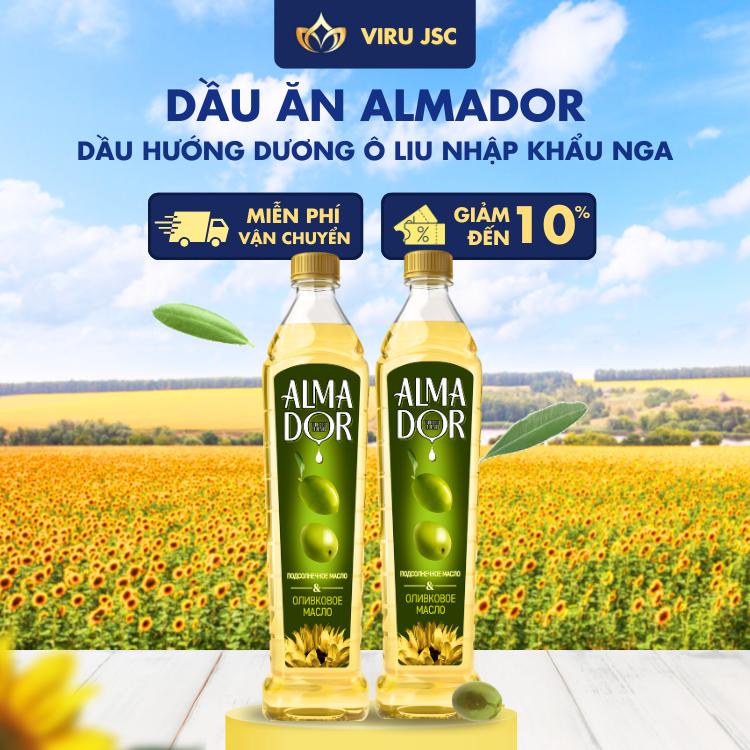   COMBO 2 ƯU ĐÃI  - Dầu ăn Cao Cấp ALMADOR 750ml - Tinh chất Ô Liu & Hướng dương - Nhập khẩu Nga chính hãng Dầu Ăn 