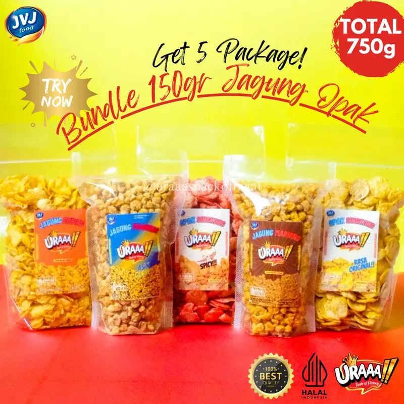PAKET SERBA KACANG-KACANGAN & JAGUNG OPAK URAAA!! GET 5 PACKAGES 150GR Cemilan Food 3