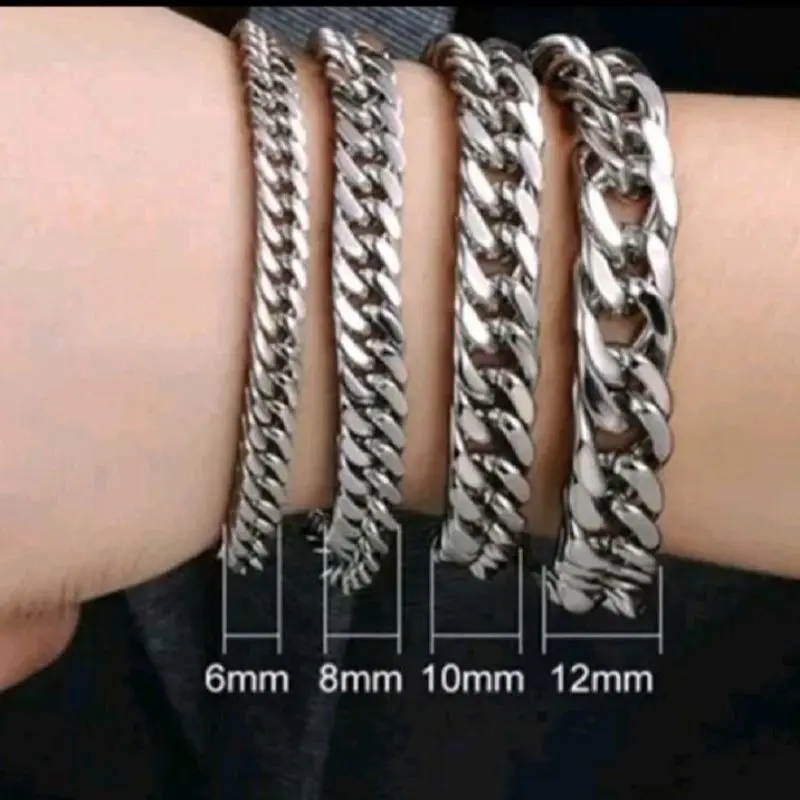 gelang tangan rantai titanium pria rantai baja anti karat Bracelets Elegan Aksesoris Kulit