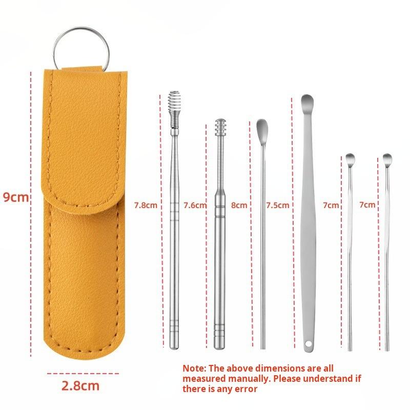 Product Introduction of Bộ Dụng Cụ Lấy Tai, Cầm Tay, Bao Gồm 6 Món, Thép Không Gỉ, Bao Gồm Kẹp Tai, Dụng Cụ Múc Tai, Vít Tai, Khóa Tai 3