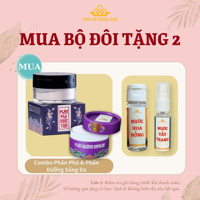  Combo Phấn Dưỡng Sáng Da + Phấn Phủ Bột Ngọc Trai Phấn Nụ Hoàng Cung Cosmetic Trang Điểm 