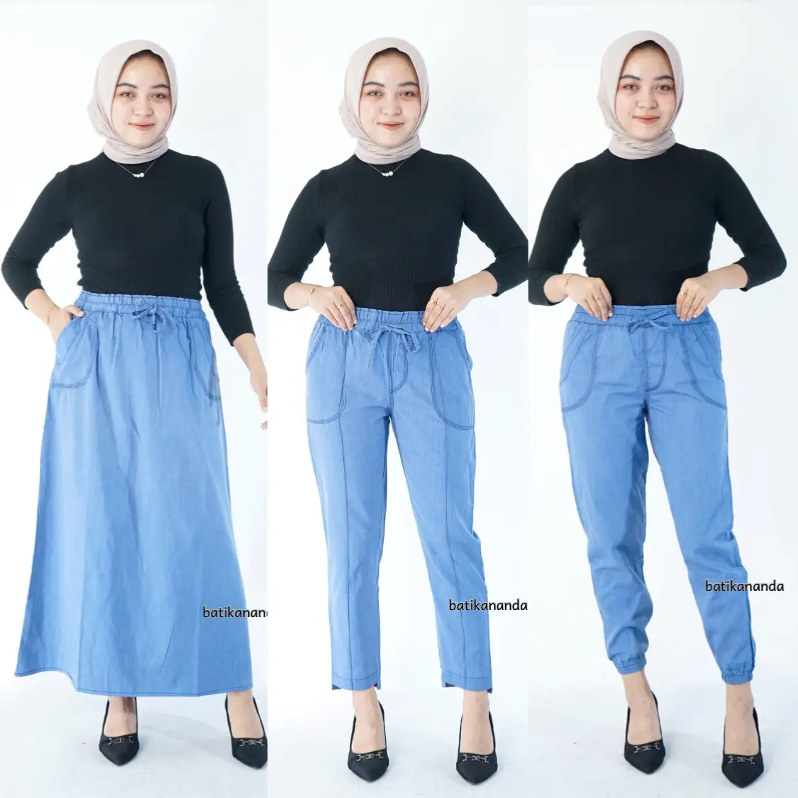 CELANA WANITA 100 RB DAPAT 3 PCS - CELANA JEANS 100 RIBU 3 PCS - CELANA WANITA GROSIR Denim Panjang Dewasa