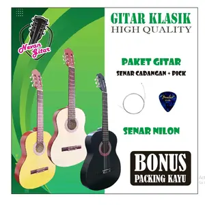 Gitar klasik senar nylon (paket lengkap) Kayu