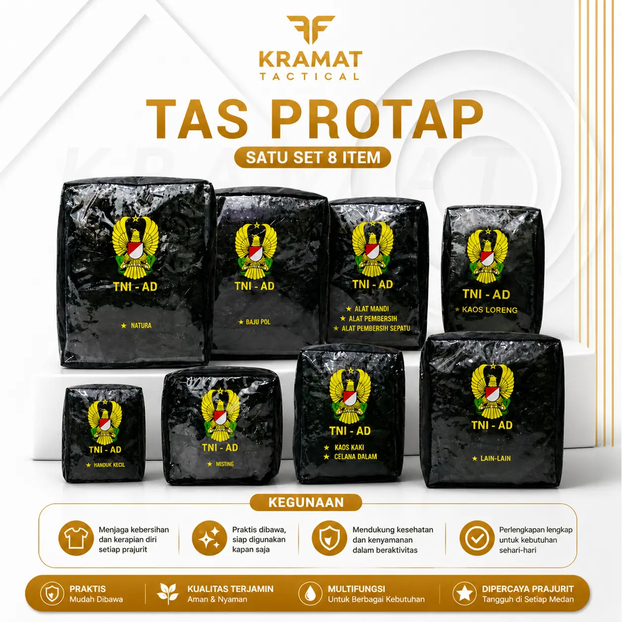 Tas Protap Logo TNI AD / Tas Protap Militer Isi 8 Pcs/Tas Alat Bekal Logistic SATU SET