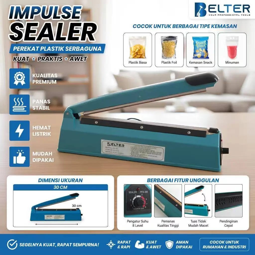 BELTER Impulse Sealer 30 Cm Alat Press Plastik Alat Perekat Plastik 30 Cm Online Paket Wrap Packaging Mesin Sealer Plastik