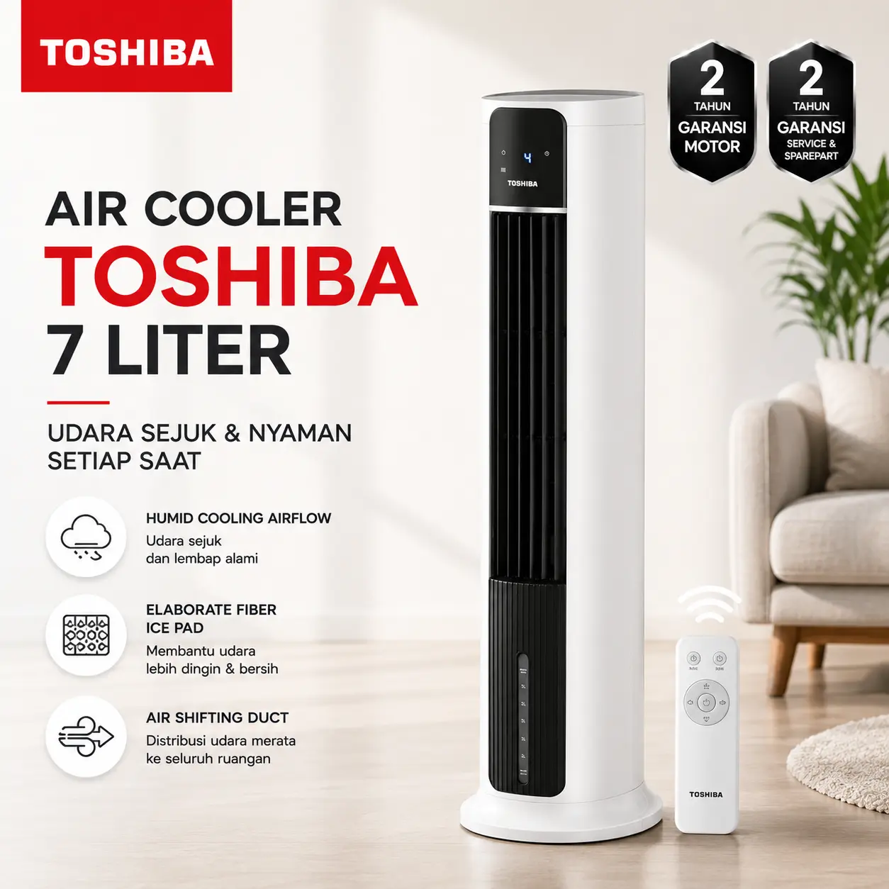 Toshiba F-AEZ80ID/F-AEZ60ID Air Cooler 7.0 Liter – Remote Control – Timer Hingga 10 Jam