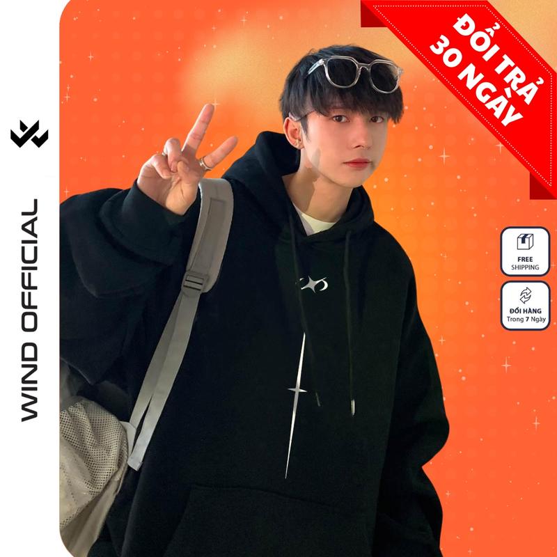 Áo hoodie form rộng WIND Y2K Clothing áo khoác dây kéo Unisex thời trang nam nữ oversize Menswear Dài Tay