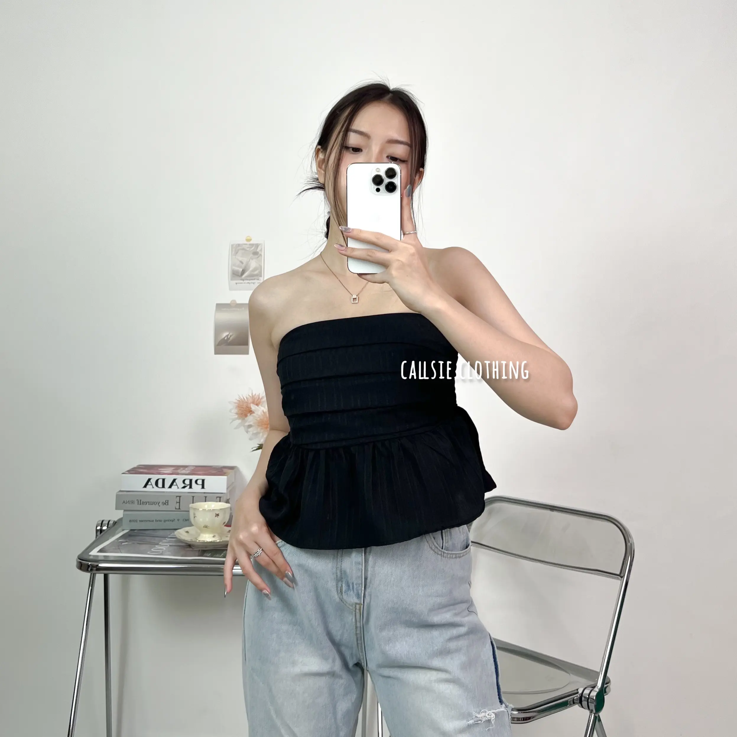 [ callsie ] JESSIE TOP atasan wanita crop top sabrina off shoulder top baju sexy baju simpel tube top crop top atasan wanita pendek Panjang Rompi