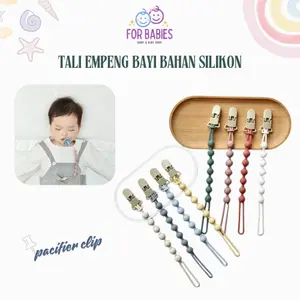 Tali Empeng Bayi Bahan Silikon Pacifier Clip Warna Pastel / Klip Tali Empeng Gantungan Dot Silikon