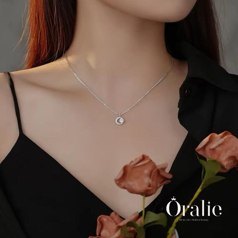[ORALIE] Dây chuyền bạc đính đá hình mặt trăng cao cấp và thanh lịch 5
