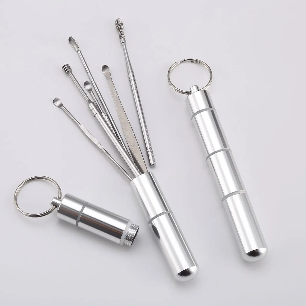 Bộ lấy ráy tai 6 món vệ sinh tai bằng thép không gỉ, Dụng cụ lấy ráy tai hộp nhôm nhỏ gọn tiện lợi