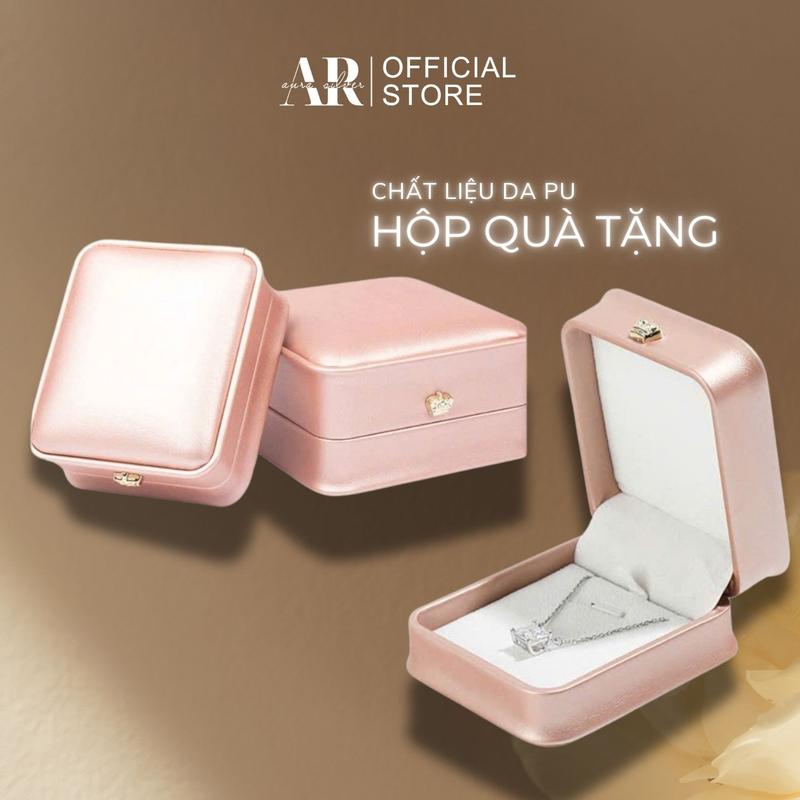Hộp đựng trang sức dây chuyền lắc tay hộp quà tặng da PU đựng nữ trang cao cấp-Hộp da hồng-AURA SILVER-HỘP PU HỒNG