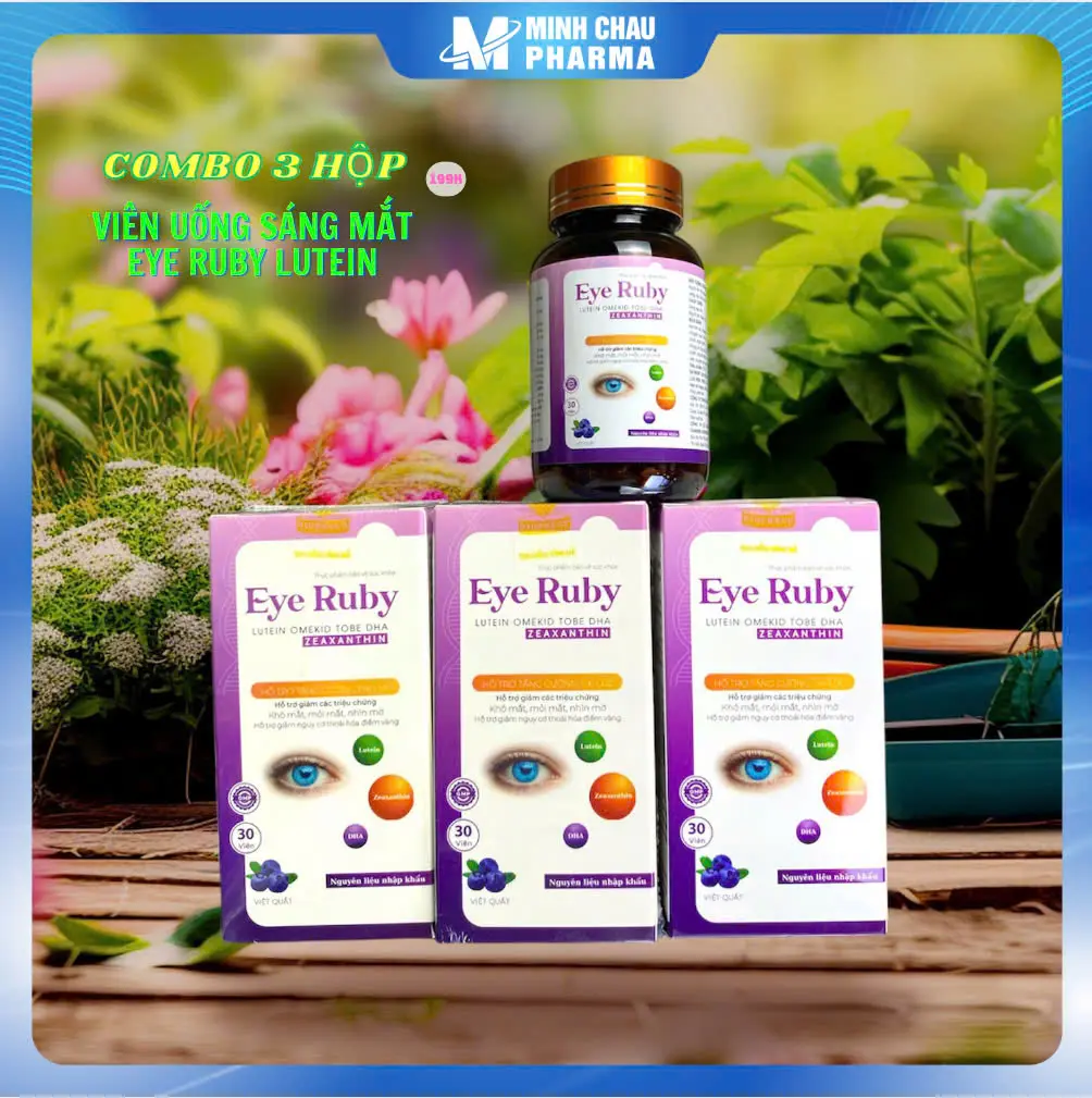 MC2 - [Combo 3 hộp] TPBVSK Viên Bổ Mắt EYE Ruby Lutein Omekid Tobe DHA  Hộp 30v giúp sáng mắt, giảm khô mắt, mỏi mắt, thoái hóa điểm vàng