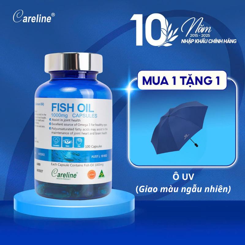 TẶNG Ô Dầu cá Careline Omega3 Fish Oil chiết xuất từ cá hồi tự nhiên - Bổ sung Omega 3 tốt cho tim mạch hỗ trợ chăm sóc mắt trí não
