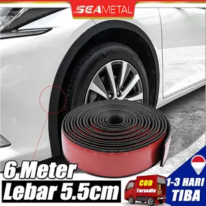 SEAMETAL Stiker Pelindung Fender Mobil Roda Alis Anti-tabrakan Strip Universal Bumper Depan Anti-tabrakan Perlindungan Strip Dekoratif Car Wheel Eyebrow Bumper Protection 6 Meter Lebar 5.5cm