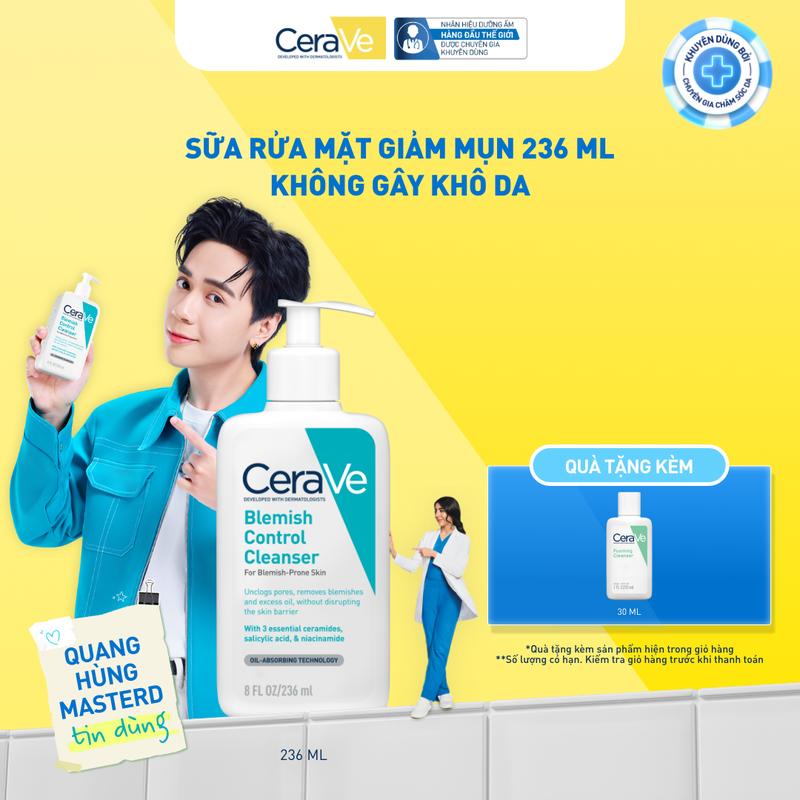 [DEAL SHOCK] Sữa rửa mặt giảm mụn CeraVe Blemish Control Cleanser 236ml. Sữa rửa mặt dịu nhẹ giúp làm sạch bã nhờn dư thừa và giảm mụn với AHA & BHA, không làm tổn thương hàng rào bảo vệ da. DÙNG CHO DA MẶT_ Chăm sóc da_Skincare cho Nam và Nữ_Cleansing