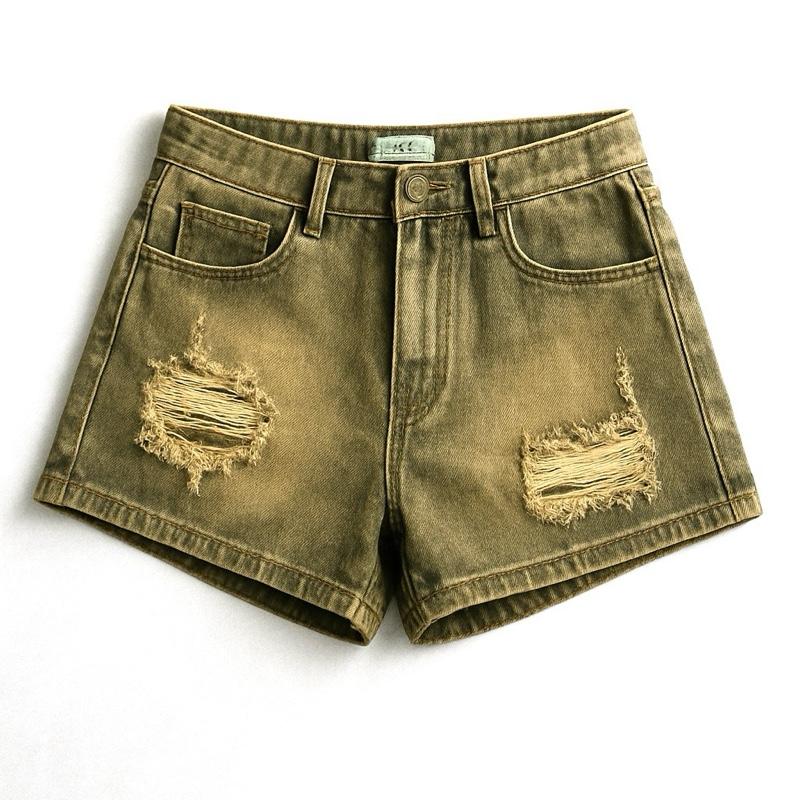 [T01][Size S-3XL]Quần Short Jean Vàng Bụi Quần Jeans Nữ Quần Bò Jean Rách Đùi Vải Đẹp Ảnh Thật Có Túi Sau Túi Trước Đai/ Quần Jean Chất Lượng Đẹp Nữ Women Pants Denim quần jean ống suông quần đi học