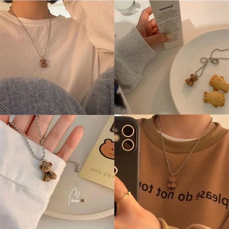 Baru kalung beruang [ Cute   Pendant Necklace  Sweater Chain Necklaces ][ Elegant Clavicle Necklace ]
