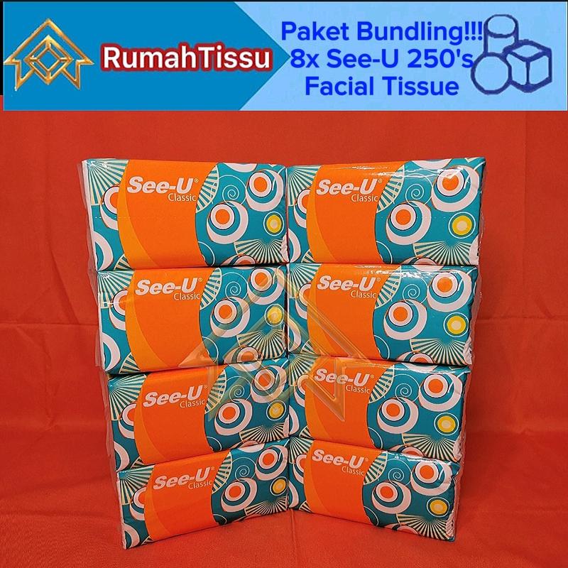 [Paket Bundling 8 Pack] Tisu See-U Facial Tissue 250 Sheets 2 Ply Tisu Wajah Murah 0