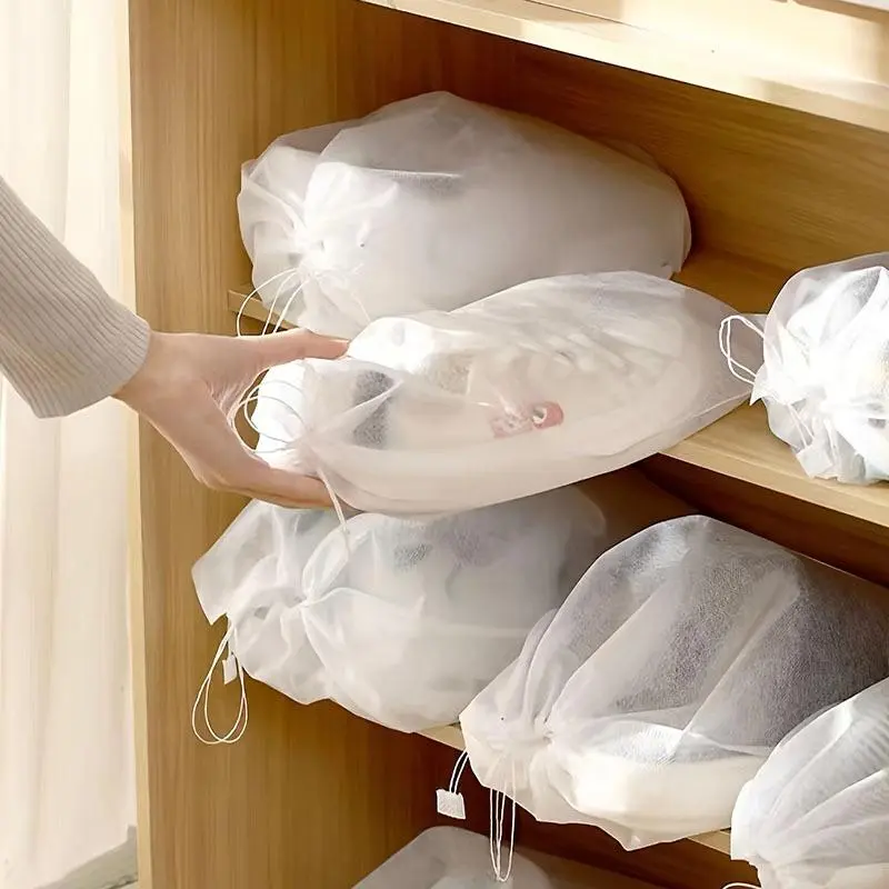 Túi lưu trữ giày du lịch, Thiết kế tiện lợi, Túi đóng gói giày chống bụi, Túi lưu trữ giày Vải Không Dệt Cầm Tay Dây Rút đôi, Thiết yếu khi đi du lịch, Túi lưu trữ giày dây rút 3