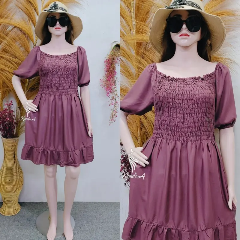 RSD - Dress Kerut Lily Pendek Casual Wanita Dewasa Motif 8