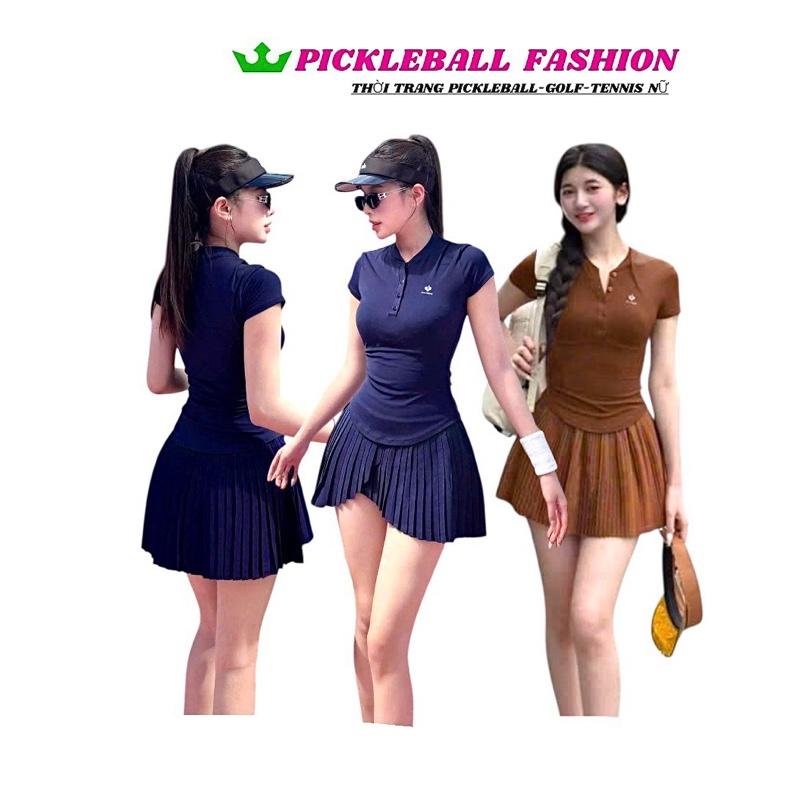   PICKLEBALL  Set thể thao nữ tự mix Quảng Châu - áo bra pompeche vạt bầu kết hợp 3 loại chân váy - pickleball,golf,tennis.. 
