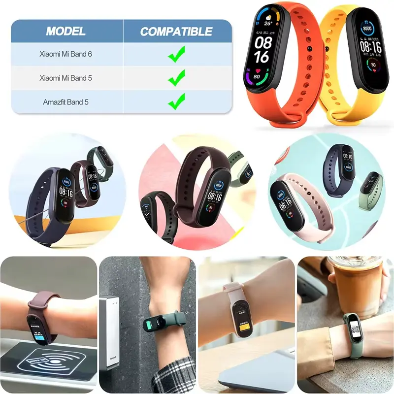 Dây Đeo Đồng Hồ, Dành Cho Vòng Tay Xiaomi Mi Band 7, Đeo Tay Silicon, Tương Thích Với Miband 5, 6, NFC, Thay Thế, Thích Hợp Cho Thể Thao, Pulsera, Thể Thao Correa, Tương Thích Với Mi Band 7, 6, 3, 4 Và 5, Dây Đeo 2