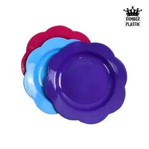 Piring Makan Plastik Motif BUNGA Anyaman Satuan (1 PCS)