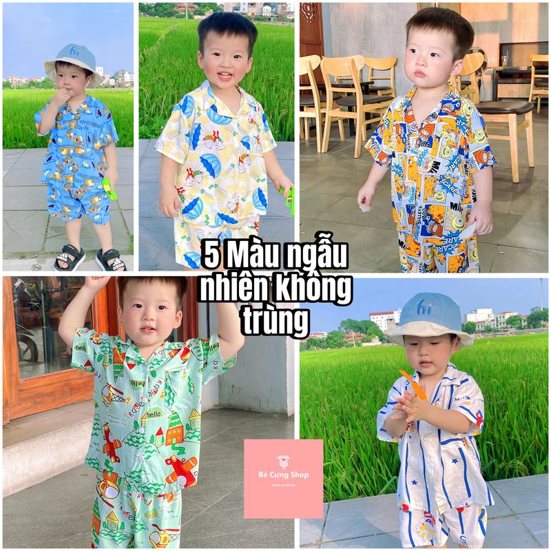 COMBO 3 - 5 bộ Quần áo Tole, lanh Pijama bé trai tay ngắn, quần ngắn | Size 3-14 cho bé 9-45kg - Đã trừ hao rộng