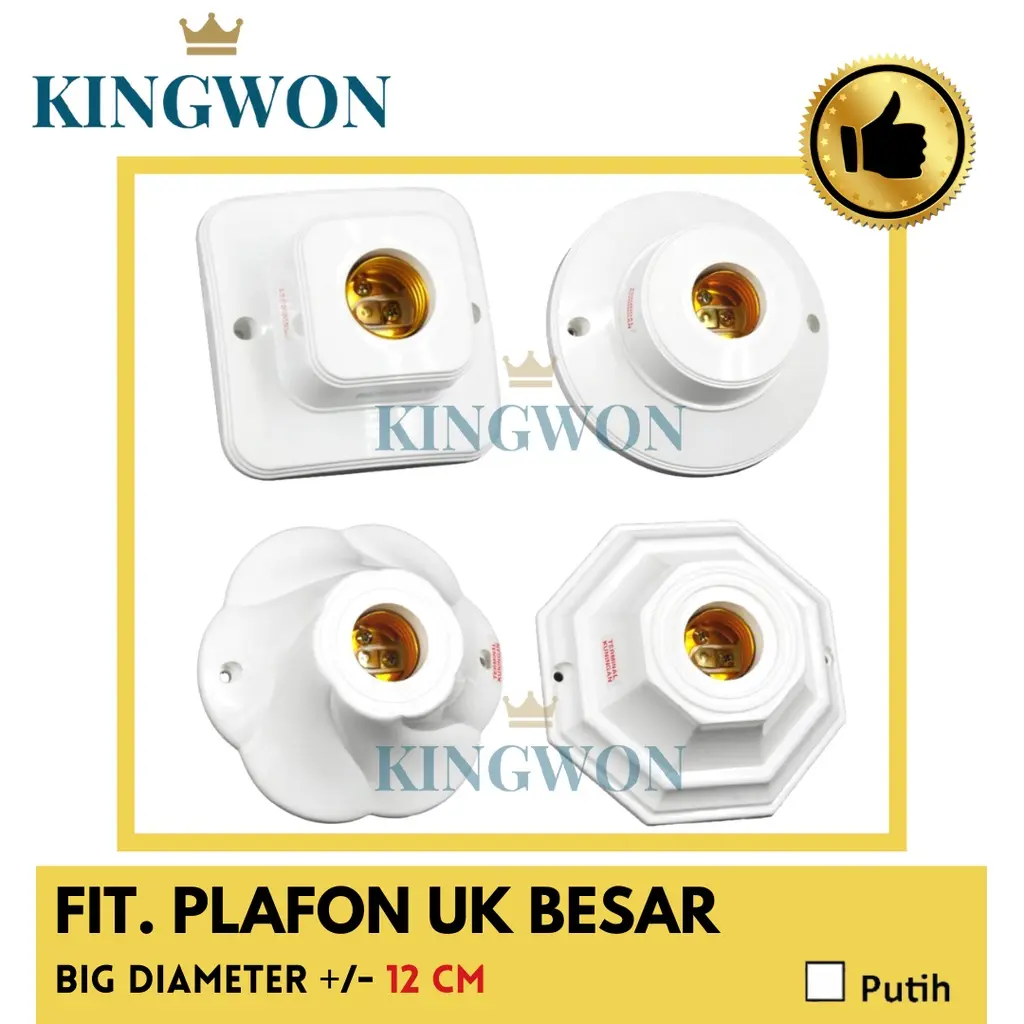 FITTING LAMPU PLAFON / FITTING PLAFON SEGI OVAL BULAT WARNA PUTIH CEILING LAMP HOLDER E27 DEXICON tempat  lampu