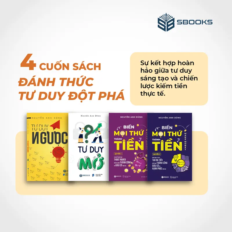 Sách - Combo 4 Cuốn : Tư Duy Ngược + Tư Duy Mở + Biến Mọi Thứ Thành Tiền (Quyển 1 + 2) 1
