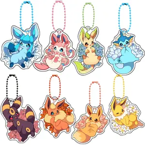 Pokemon Original Umbreon Leafeon Glaceon Eevee Vaporeon Flareon Espeon Sylveon Jolteon Acrylic Peripheral Keychain Pendant - Flareon