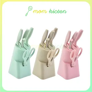 PISAU SET 5 IN 1/PISAU DAPUR SET PISAU KERAMIK  Knife Plastik  Kitchenware  Sturdy Knife Block Sets pisa  u murah set  pisau 6 pcs Stainless Steel