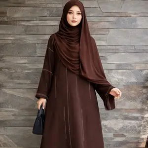 Abaya Yasmine Material Fortaleza dengan Manik-Manik Bahan Halus Lembut Adem