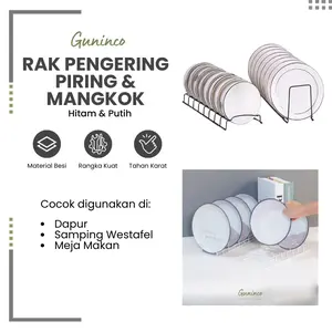 Guninco Rak Pengering Piring - Rak Piring Mangkuk Dapur - Rak Piring di Wastafel - Rak Piring Mangkuk Aesthetic - Rak Piring Minimalis - Rak Wajan Panci setelah dicuci - Rak Piring Wajan Mangkuk Anak Kos - Rak Piring Kolong Dapur Penyimpanan