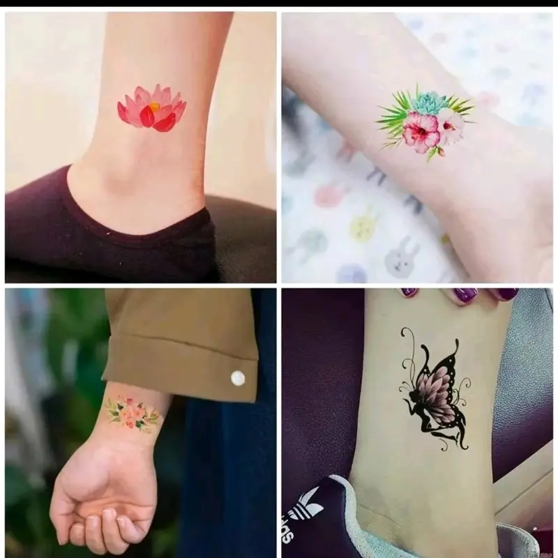 Sticker Stiker Tato Temporer Tubuh 10000 Dapat 5 Lembar Tahan Air Anti Air Sementara Tatto Wanita Temporary Kering Tatto Kupu Kupu Bunga Tulisan Aestethic 5