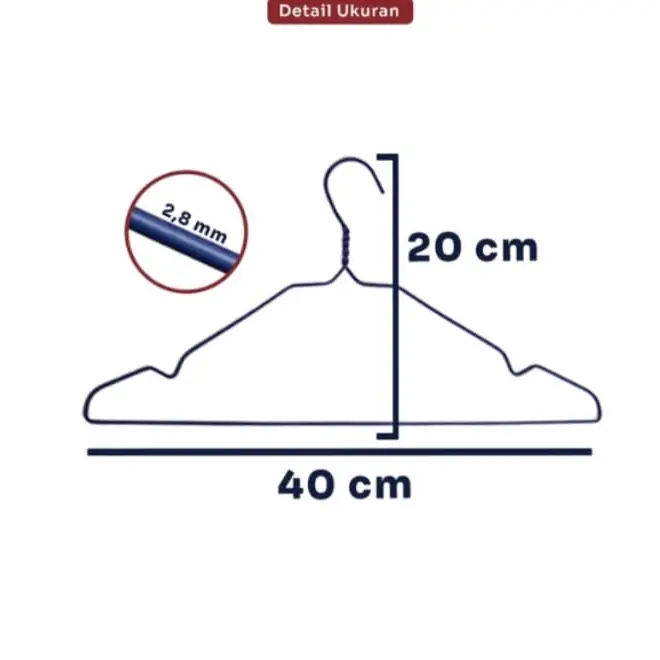 (ISI 1 pcs) Gantungan Baju Tebal Anti Karat Murah Gratis ongkir Hanger Kawat Pakaian 2