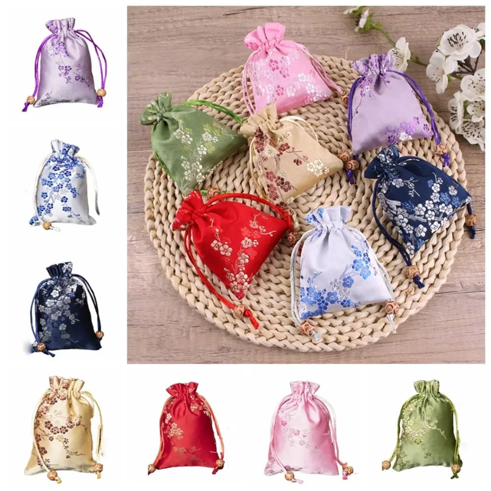 Túi lưu trữ, chất liệu Satin mịn, thiết kế thêu, dây rút, thích hợp cho quà tặng, cà vạt hoa, túi đóng gói đồ trang sức, thích hợp cho trẻ em
