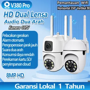V380 Pro CCTV Lampu Dual Lens Kamera HD 8MP Smart Wifi Two Way Audio Motion Detection Security Kam