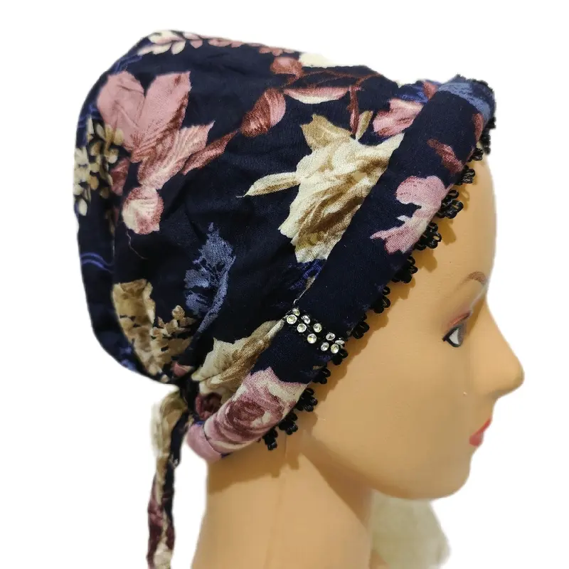 Kupluk Kerpus Topi Hijab Turban Instan Praktis Kerudung Turki Wanita Ciput Katun Dewasa Hitam 3