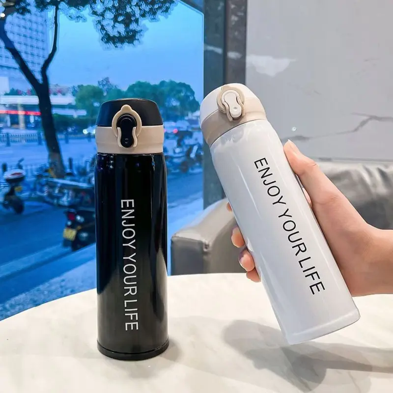 Ấm đun nước 350 / 500ML Bouncy Cap Bình giữ nhiệt, Thép không gỉ 304, Chống rò rỉ, Cốc cách nhiệt chân không, Cách nhiệt, Giữ lạnh và Cách nhiệt 6