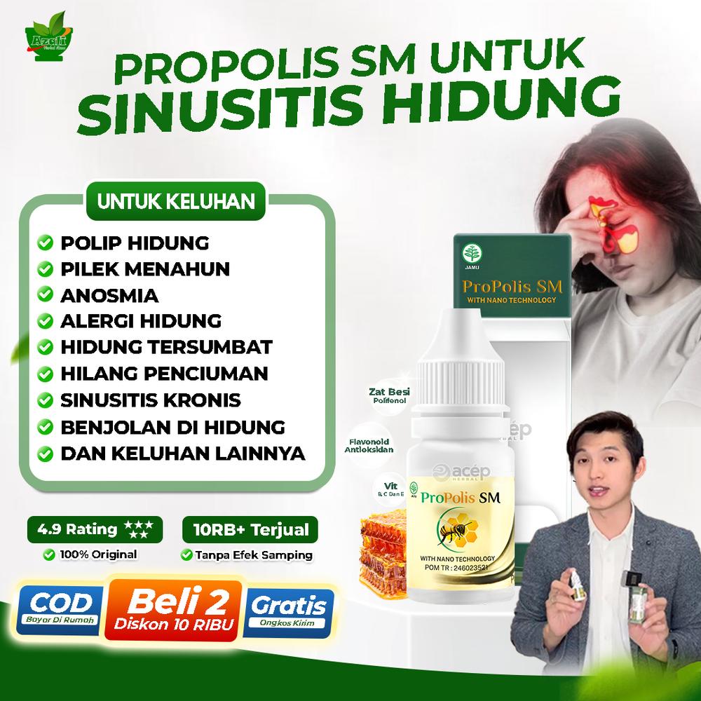 Propolis SM Herbal Sinusitis Hidung Tersumbat Bau Busuk Polip Dan Pilek Menahun Isi 6 ml