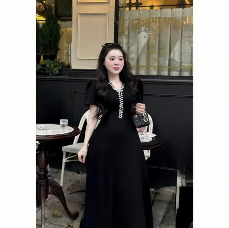 Đầm Dự Tiệc Dáng Dài Sang trọng Đính Đá Bigsize (58-90kg) Linhh Nguyen Bigsize