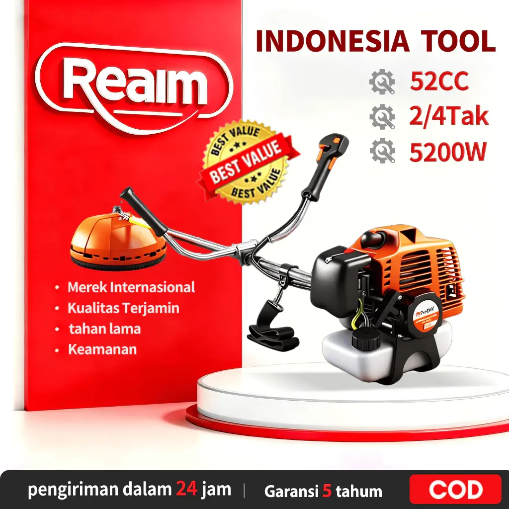【REAIM】Mesin Potong Rumput 52CC 5200W 2 Tak  10000R/M 1.2L brush cutter 2 tak Gendong Bensin 90 Powerfull Portable Brush Cutter 【Dapatkan hadiah gratis】HONDA TANOSS TESLA SUPRA NISHIKAWA TANAKA FIRMAN